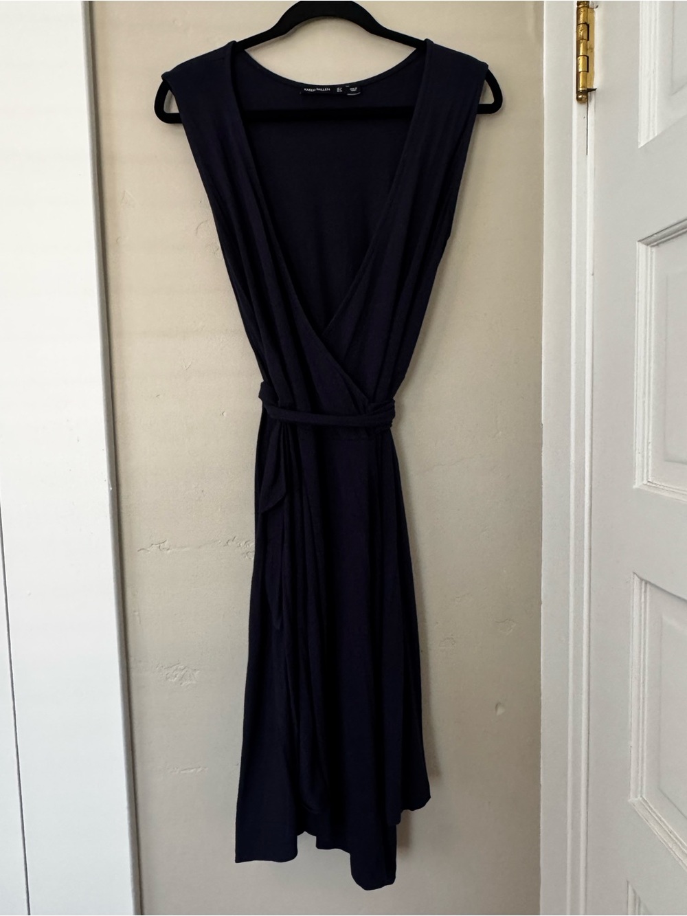 Sleeveless V-Neck Navy Wrap Dress